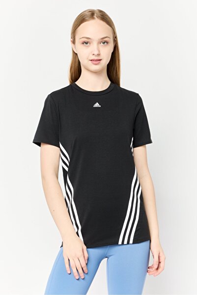 adidas تي شيرت نسائي رياضي بأكمام قصيرة مناسب للأنشطة الخارجية، أسود