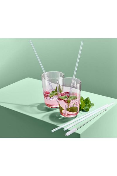 Tchibo 4 Pieces Reusable Straws, Transparent