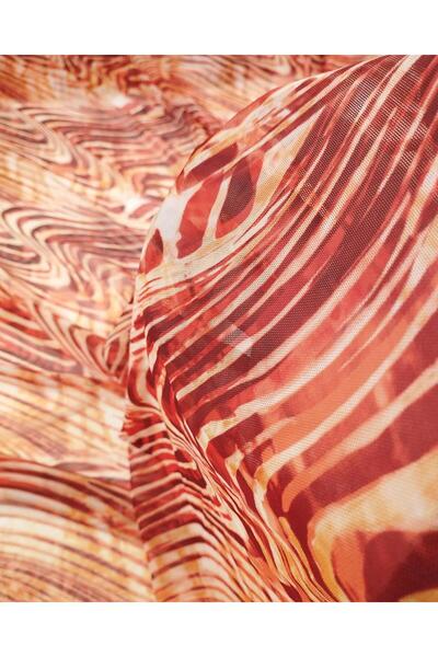 Kumaş Parça شبكة بألوان إكرو قرمزية (العرض 140 سم × الطول 210 سم)