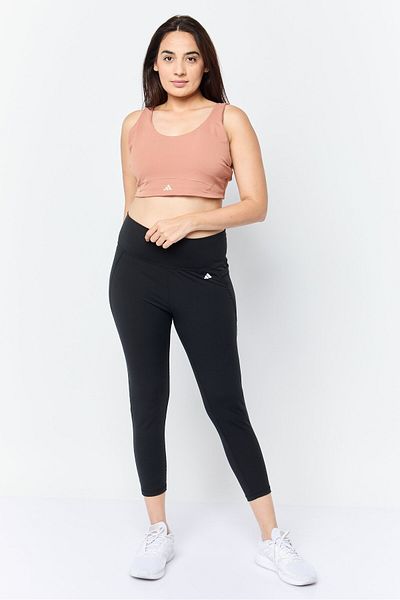 adidas Women Brand Logo Padded Sports Bra, Brown