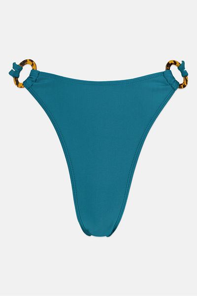 BOOHOO Women Plain Pull On Bikini Bottom, Teal Blue