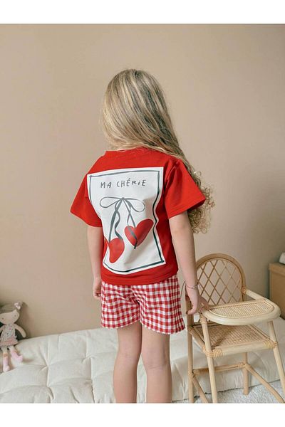 MİO Girls Oversized T-Shirt and Shorts Set 2-Piece Set, Cotton and Comfortable
