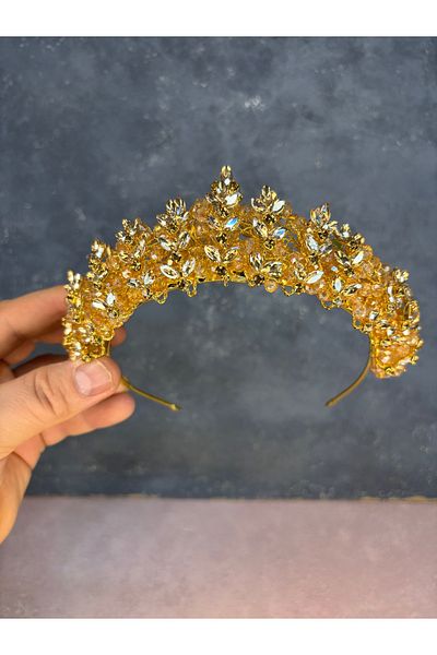 Hayalperest boncuk Umay Bead Embroidered Bridal Henna Crown