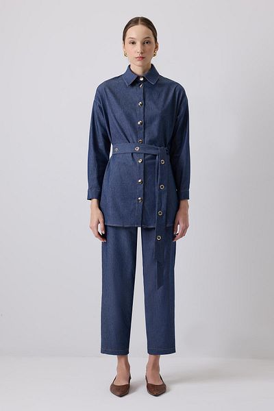 Touché Privé SET PANTALON CAMAȘĂ CU EFECT DENIM