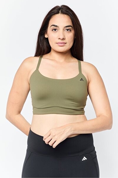 adidas حمالة صدر رياضية نسائية بشعار العلامة التجارية، لون زيتوني