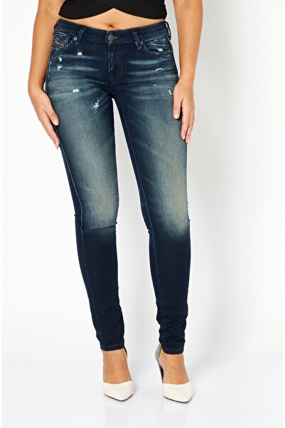 Diesel بنطلون جينز نسائي ضيق قابل للتمدد ومغسول، أزرق