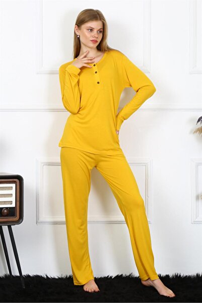 Mestore طقم بيجامة نسائي من القطن الممشط بأكمام طويلة من Fashion Stripe 4167