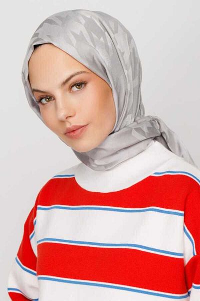 sevateks Houndstooth Pattern Silky Jacquard Shawl