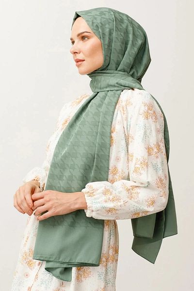 sevateks Houndstooth Pattern Silky Jacquard Shawl