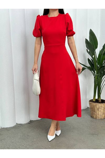 Monapera Crew Neck Short Sleeve Long Dress