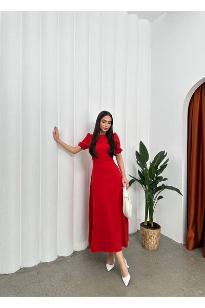 Monapera Crew Neck Short Sleeve Long Dress