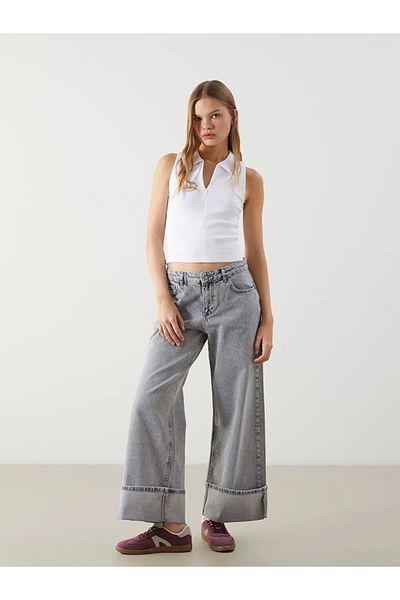LC Waikiki Body de damă XSIDE alb cu gât polo texturat