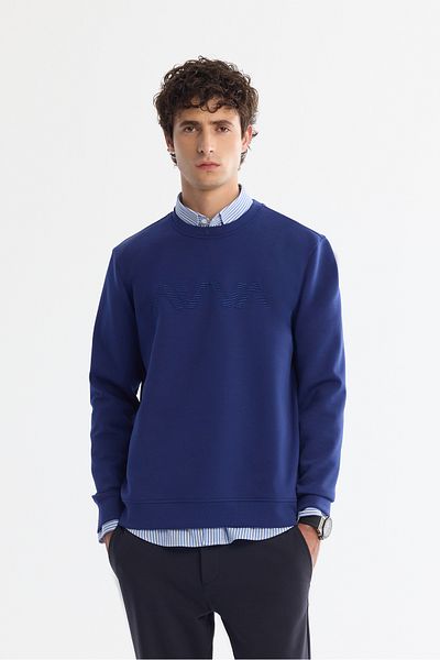 Avva Ανδρικό φούτερ Saks Crew Neck Βαμβακερό εμπριμέ ελαστάν A42y1227