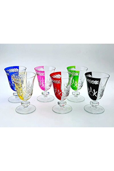 Kristal Market 6'LI Kesme KRİSTAL EL işçiği LÜKS MEŞRUBAT BARDAĞI 200ml