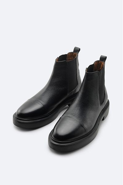Avva Men's Black 100% Leather Flexible Sole Chelsea Boots A42Y8016