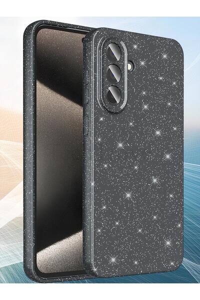 Hatreds Samsung Galaxy A56 Kılıf Kamera Korumalı Parlak Simli Lüks Kapak - Siyah
