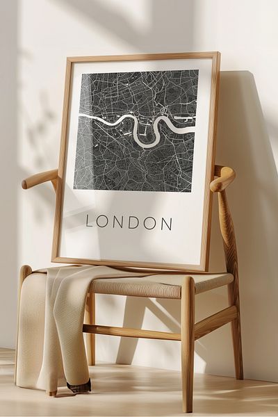 Home Cities Gaze Map, Living Room Decor, Hall Decor, Black and White Frameless Poster