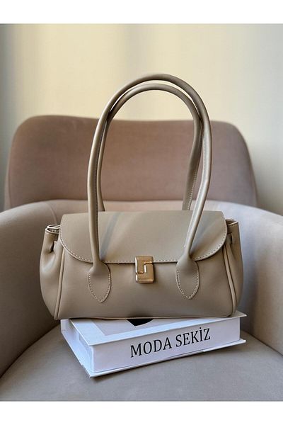 Moda Sekiz Geantă de umăr cu șnur pentru femei cu accesorii aurii