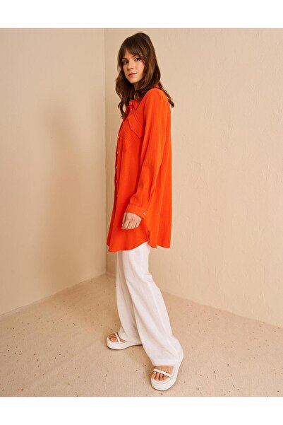 Kayra Πουκάμισο γιακά Μουσελίνα Κοραλί