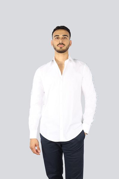 PAUL&SHARK Men's 100% Cotton Regular Fit Sleeves White Stripe Long Sleeve Shirt 25413507 -010