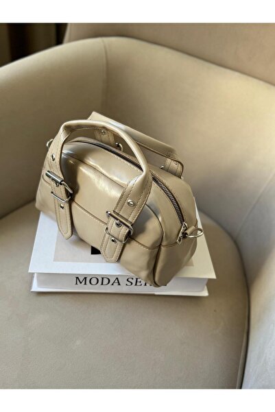 Women's Hand and Shoulder Bag with Double Belt Accessory