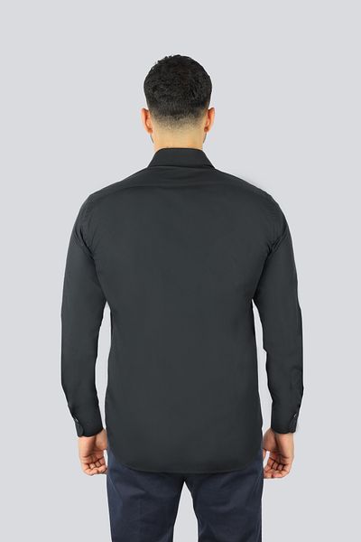 PAUL&SHARK Men's Regular Fit Logo Print Pattern Long Sleeve Black Shirt on the Sleeve 25413505 -011