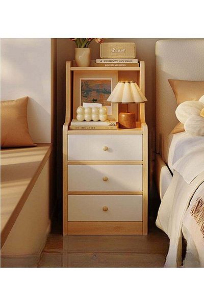 COOYA Bedside Table, Three Drawers, Simple Modern Style, 70x30x30cm, Suitable for Bedroom, Maple Colour