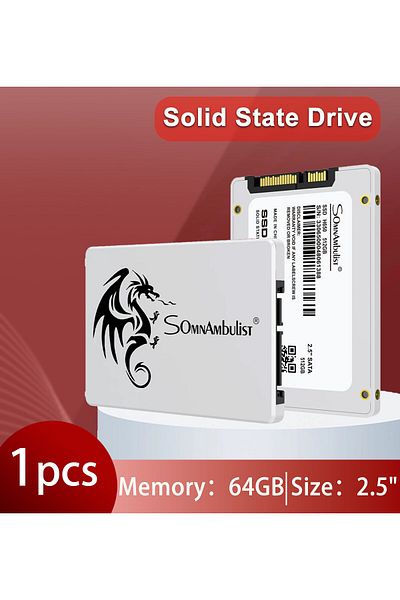 Choice محرك أقراص الحالة الصلبة الداخلي Sata3 من Somnambulist بسعة 64 جيجابايت بلون أبيض مائل للصفرة، مقاس 2.5 بوصة، لأجهزة الكمبيوتر المحمولة