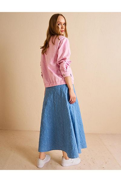 Kayra Κολεγιακό γιακά Ζακάρ Bomber Jacket Candy Pink
