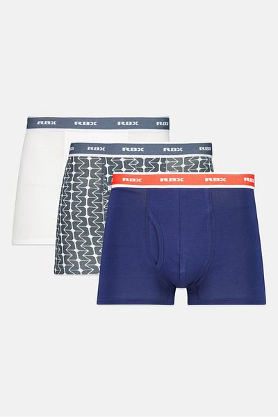 RBX Men 3 Pcs Brand Logo Boxer Brief Set, Multicolor