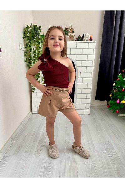KOKOŞ BEBEK Bow Detail Single Sleeve Shorts Set