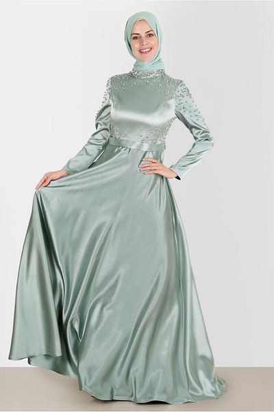 Alvina Rochie de seara din satin - cu detaliu perla si piatra 50215