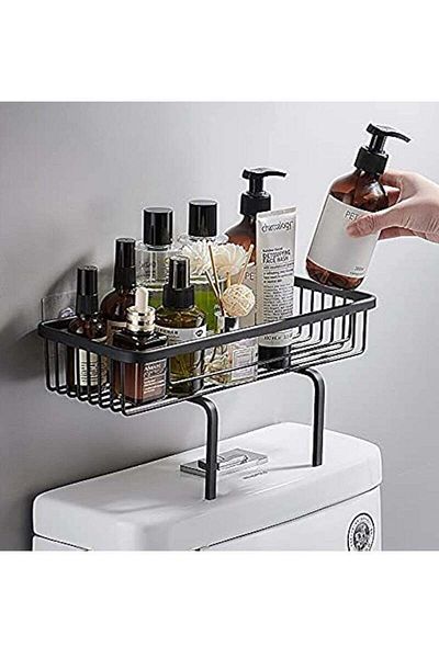 COOYA Bathroom Toilet Rack, Split Column Drainage Design, 35x15x17cm, For Tissue Shampoo Storage, Black