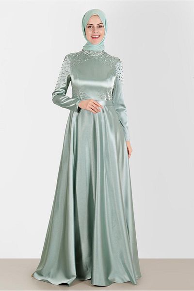 Alvina Rochie de seara din satin - cu detaliu perla si piatra 50215