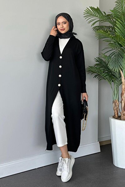 Hazamoda Black Long Cold String Cardigan