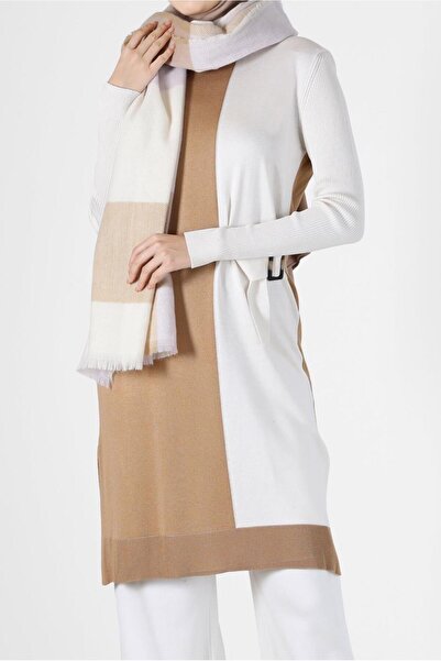 Alvina KUŞAK DETAYLI 2 RENKLİ TRİKO TUNİK 42105