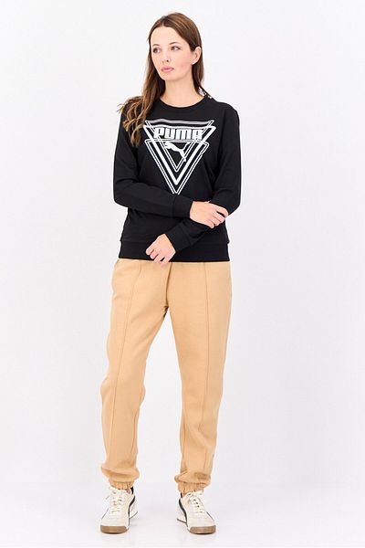Puma Women Sportswear Fit Long Sleeves Outdoor Sweatshirt, Black/white