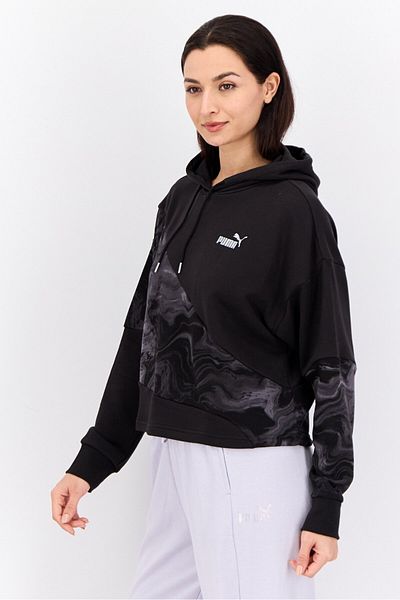 Puma Women Relaxed Fit Long Sleeve Outdoor Hoodies, Black/grey