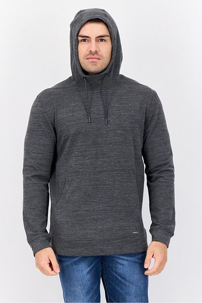 motion Men Heather Long Sleeves Hooded Sweatshirts, Dark Grey