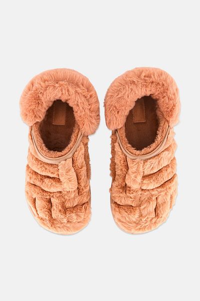 Crocs قبقاب نسائي مبطن ومبطن بفتحة خلفية، بني