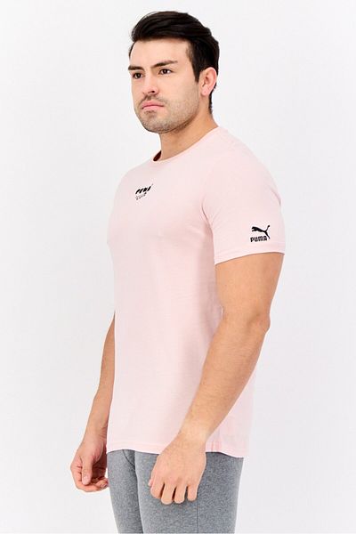 Puma Men Sportswear Fit Embroidered Logo Short Sleeves Outdoor T-Shirt, Pink