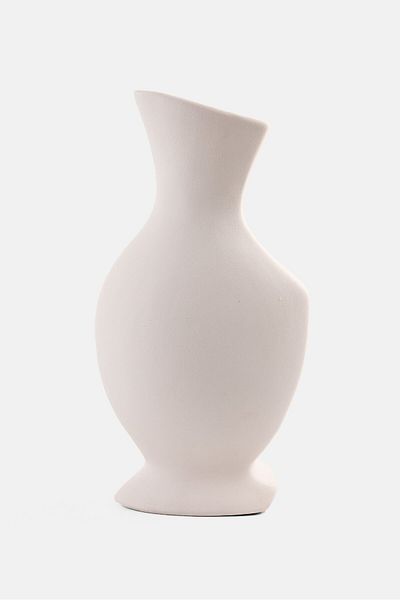 Muy Mucho Ceramic Vase 27 H X 5 W X 15 L Cm, White