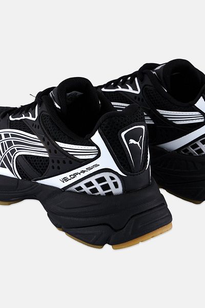 Puma Kids Boy Velophasis Technisch Lace Up Sport Shoes, Black/white