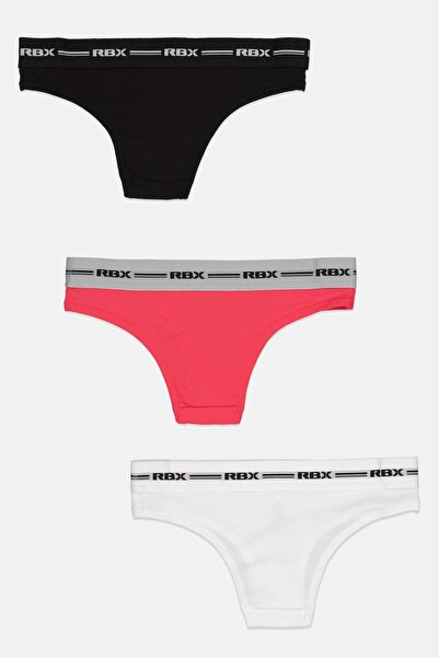 RBX Women 3 Pieces Brand Logo Soft Cheeky Panties, Black