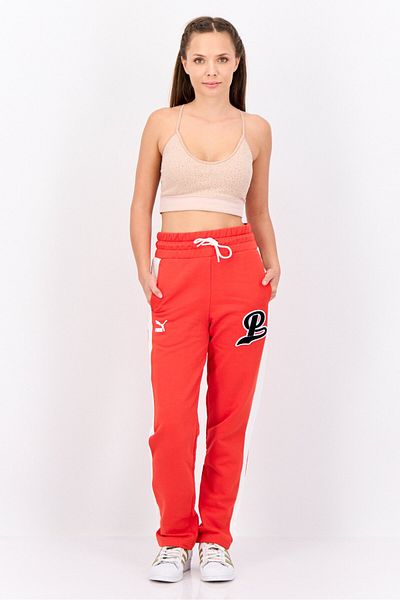 Puma Women Sportswear Fit Outdoor Sweatpants, Burnt Red/White