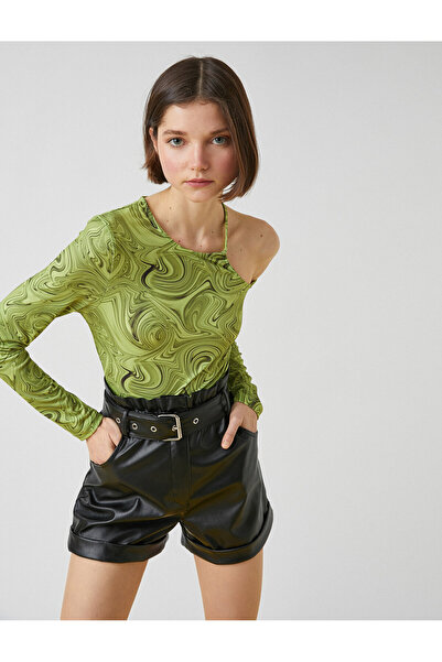 Koton Μπλουζάκι με ασύμμετρο γιακά