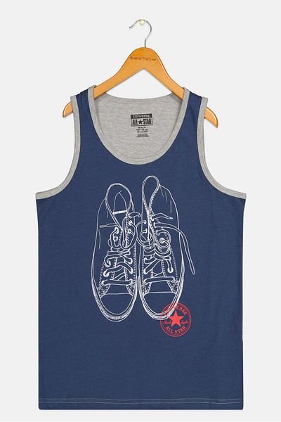 converse Kids Boy Graphic Print Sleeveless Vest, Navy Blue