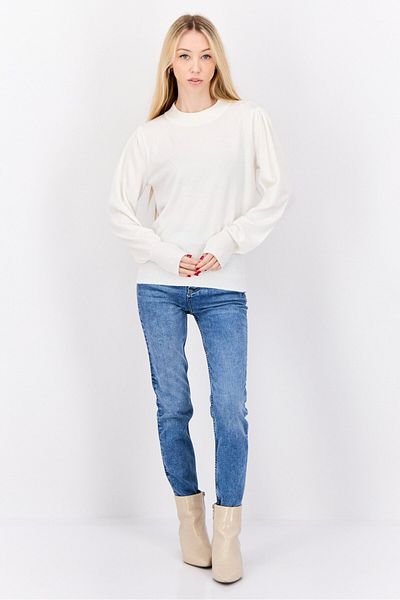 Madison + Hudson Women Mock Neck Textured Sweater, Off-white