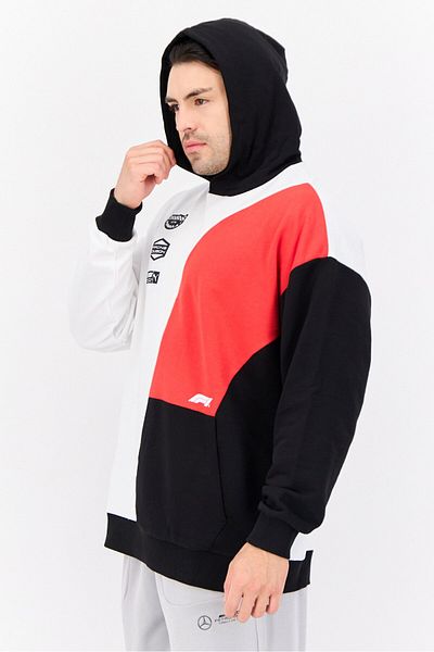 Puma Men Sportswear Fit Long Sleeve F1 Cb Graphic Outdoor Sweatshirt, White/black/red