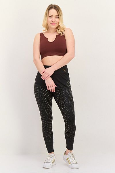 Puma Women Sportswear Fit Pull On Training Leggings, Black/Gold